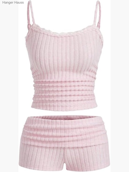 Other - Ribbed Knit Cami and Shorts Pajama Set Ruched 2 Piece Sleepwear